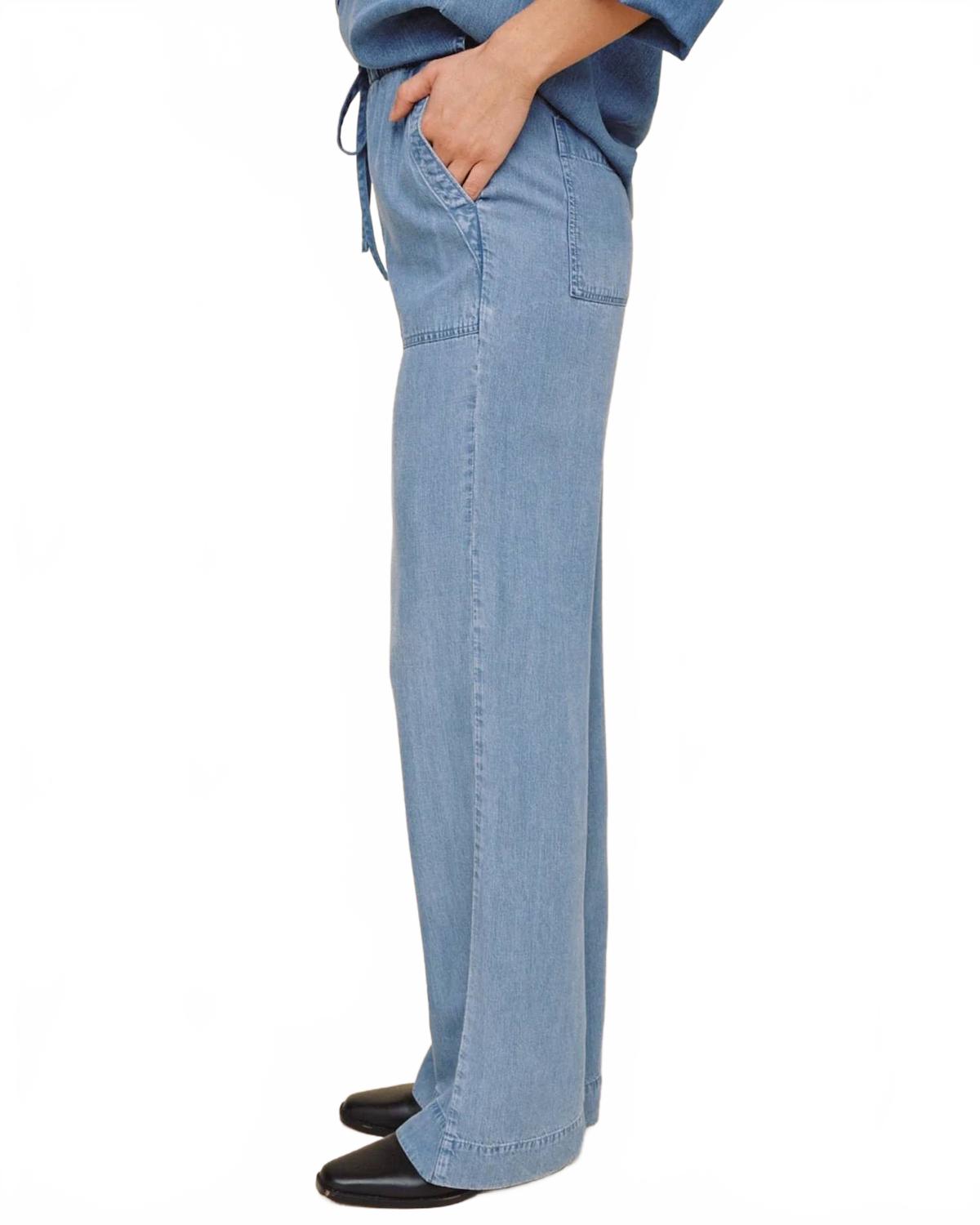 Pocket Wide Leg Pants In Shadow Blue Wash