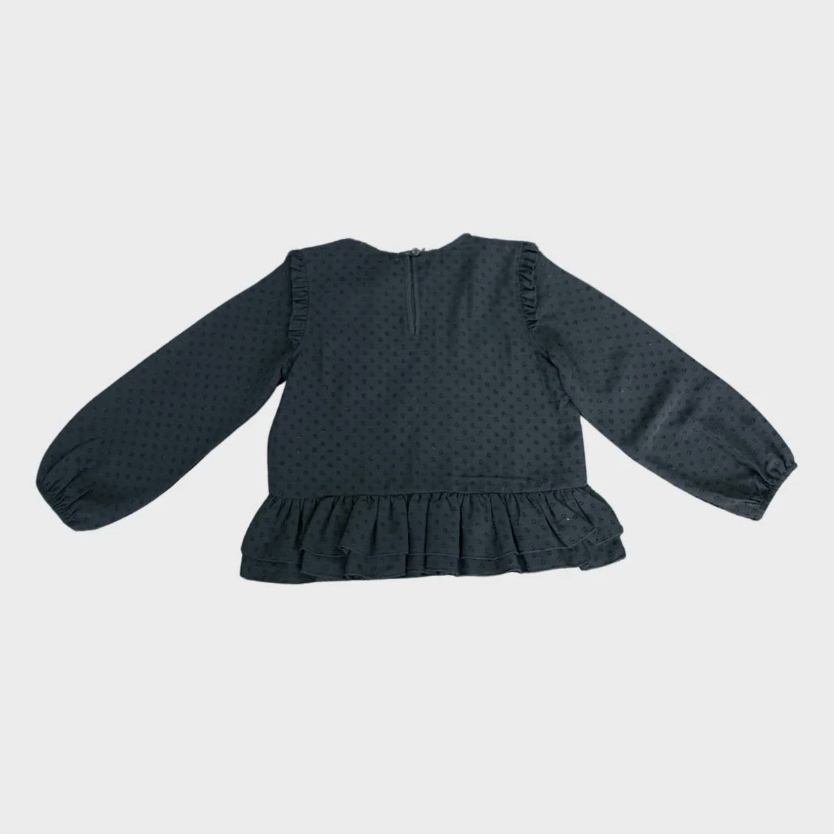 Women's 3D Dot Ruffled Bottom Top In Black