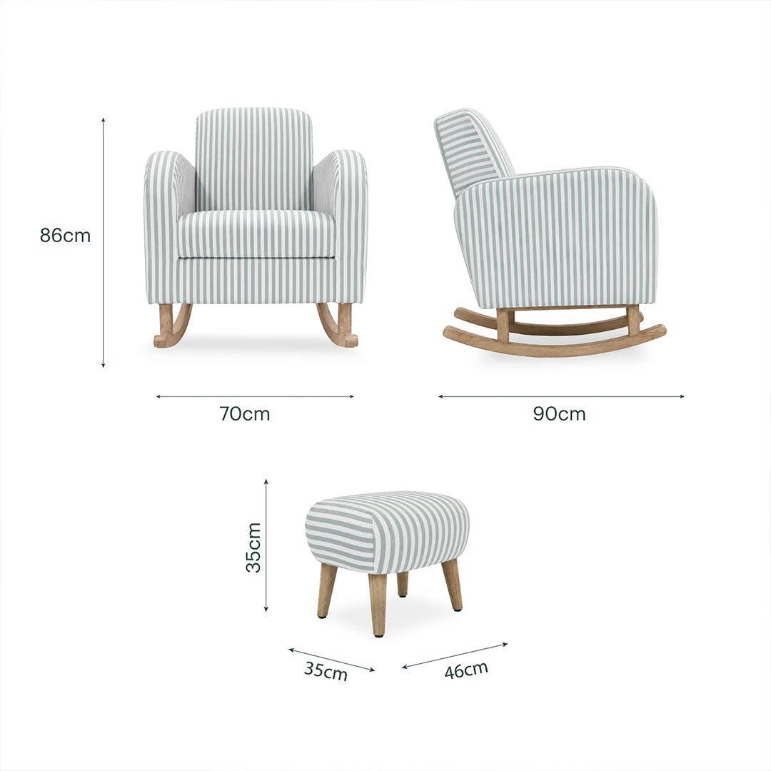 CuddleCo Etta Nursing Chair & Footstool - Sea Salt Stripe