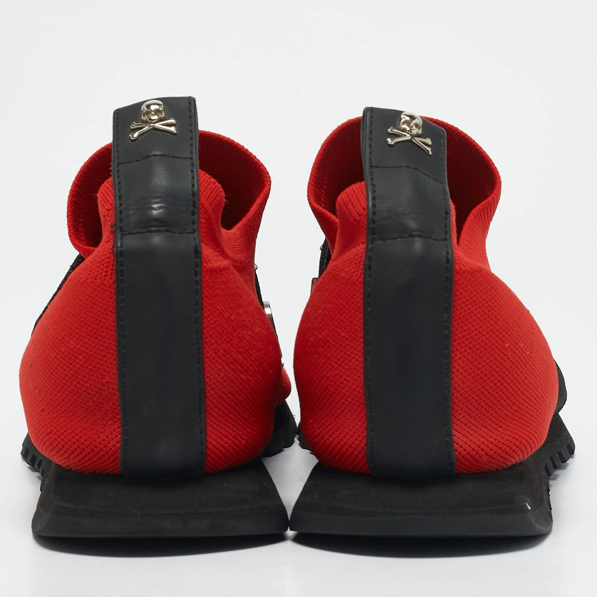 Philipp Plein Red Knit Fabric Logo Strap Slip On Sneakers Size 38