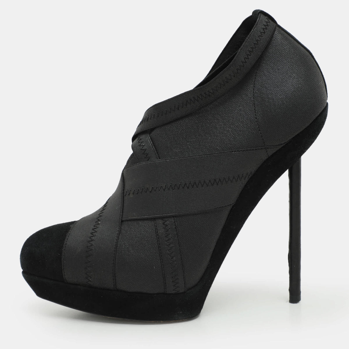 Yves Saint Laurent Black Elastic Bandage And Suede Booties Size 39