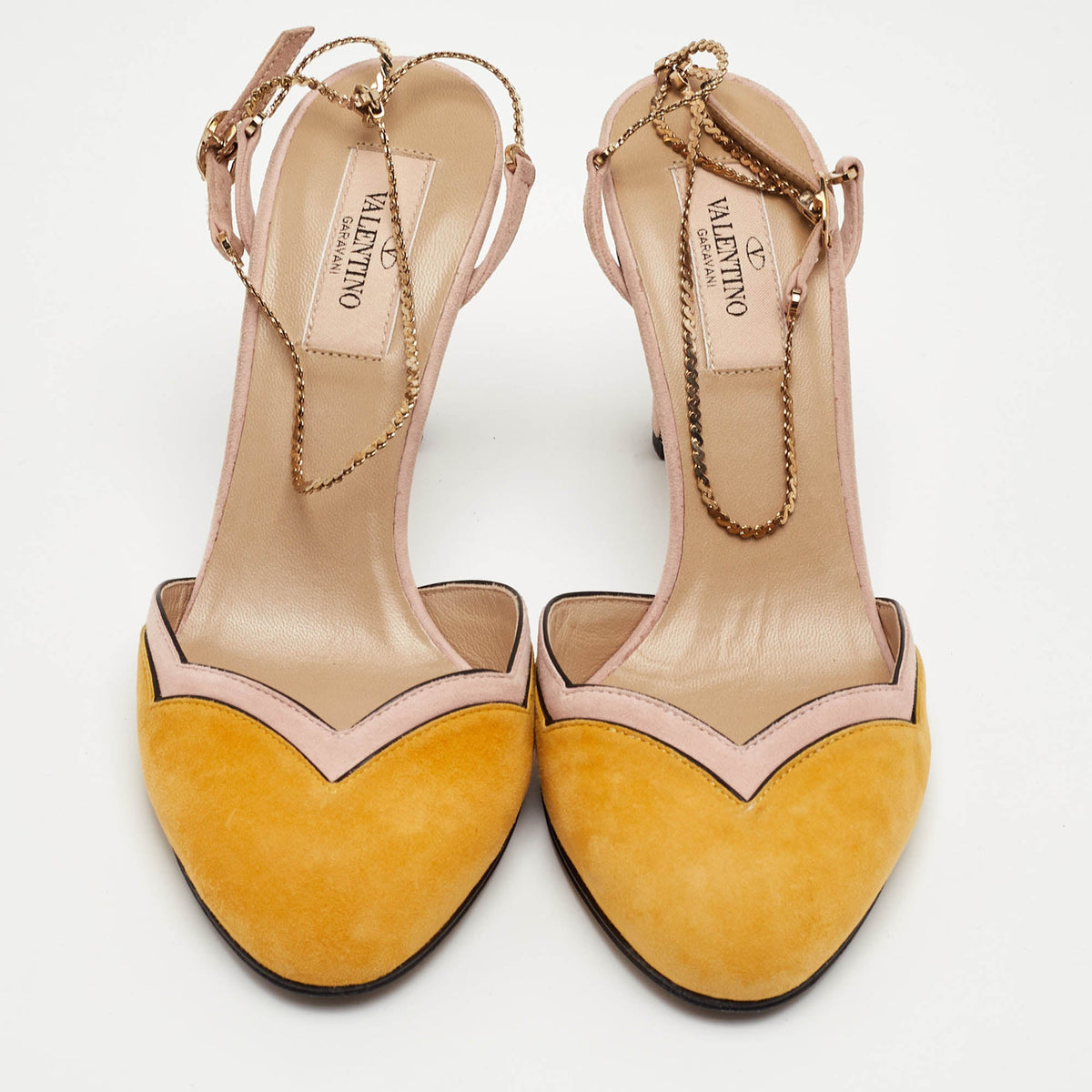 Valentino Colorblock Size 37 Mustrad/Pink Suede Pumps