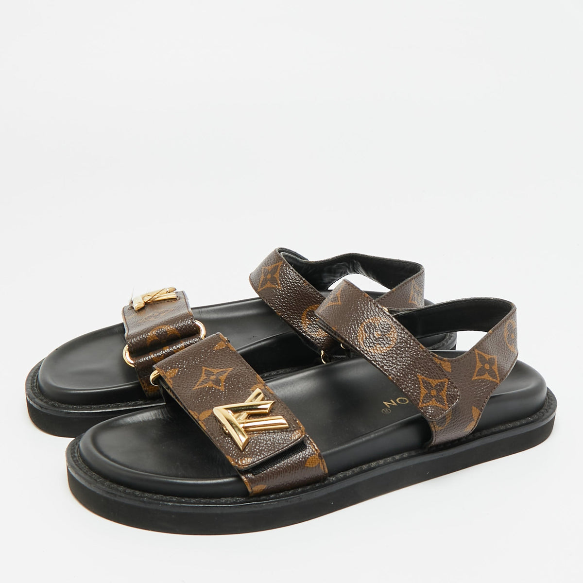 Louis Vuitton Sunset Size 38 Brown Coated Canvas Slingback Sandals