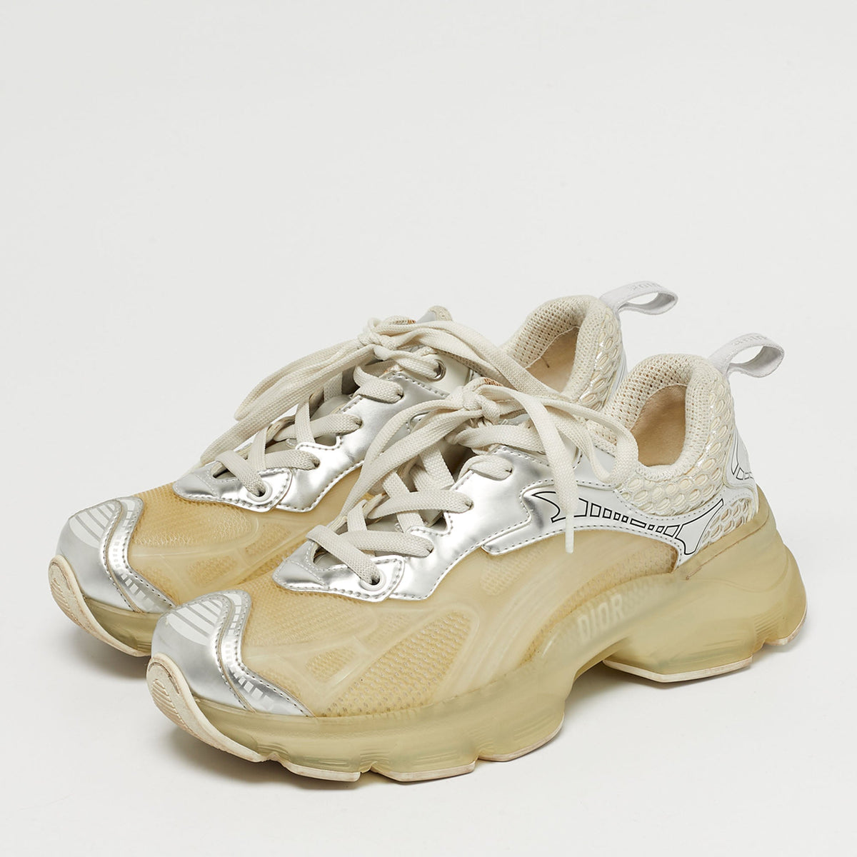 Dior Two Tone Jelly and Leather Vibe Lace Up Sneakers Size 37
