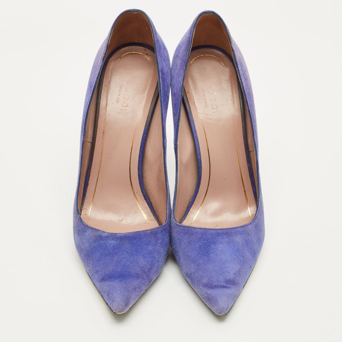 Gucci Size 39 Blue Suede Elizabeth Horsebit Pointed Toe Pumps