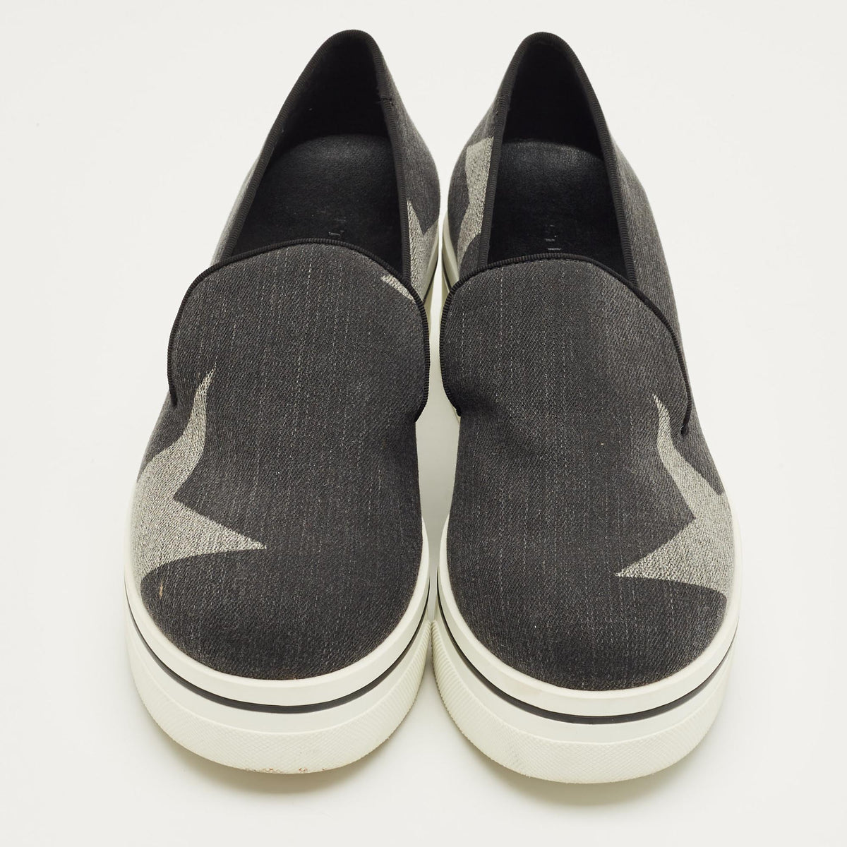 Stella McCartney Black/Grey Denim Binx Slip On Sneakers Size 36