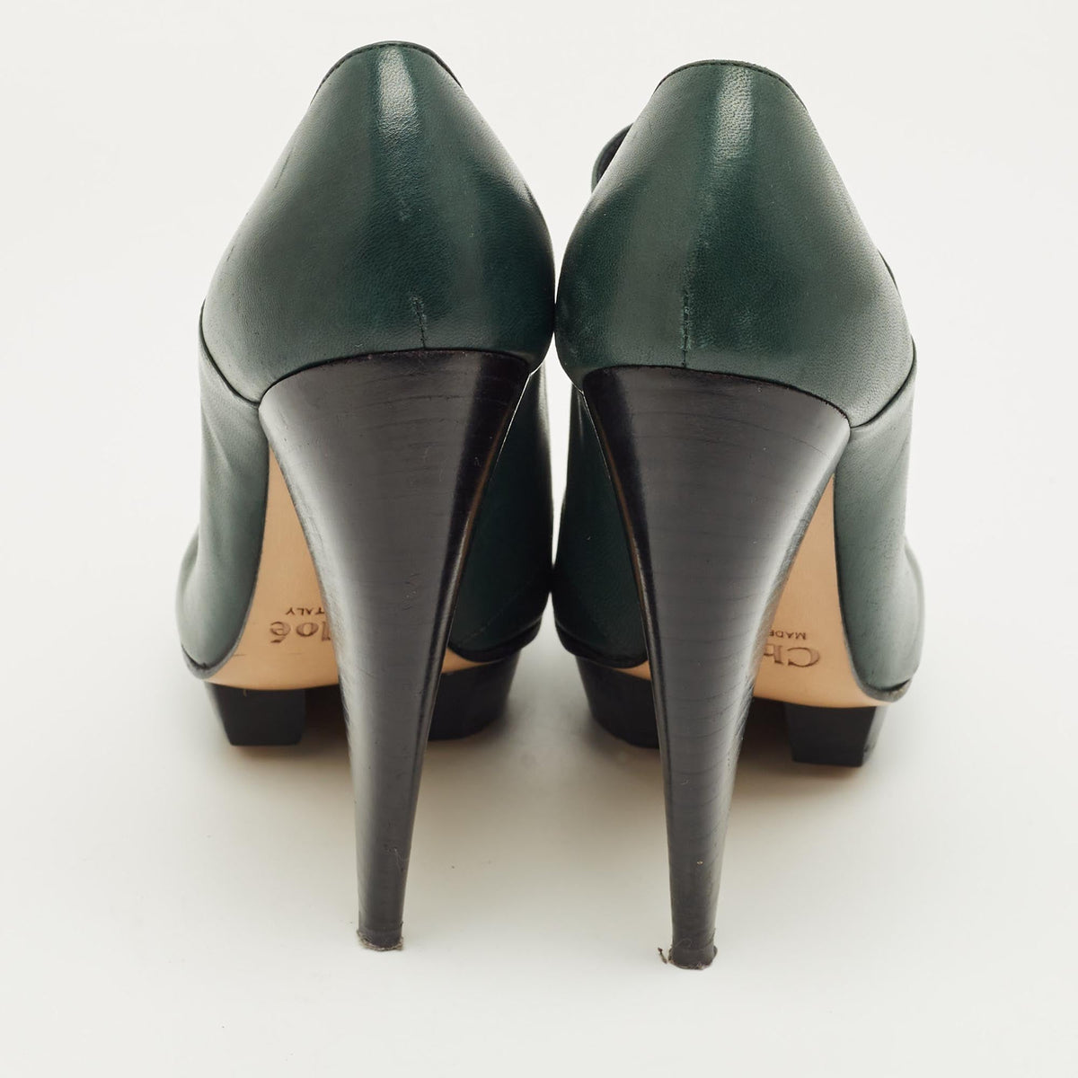 Chloe Green Leather Booties Size 37