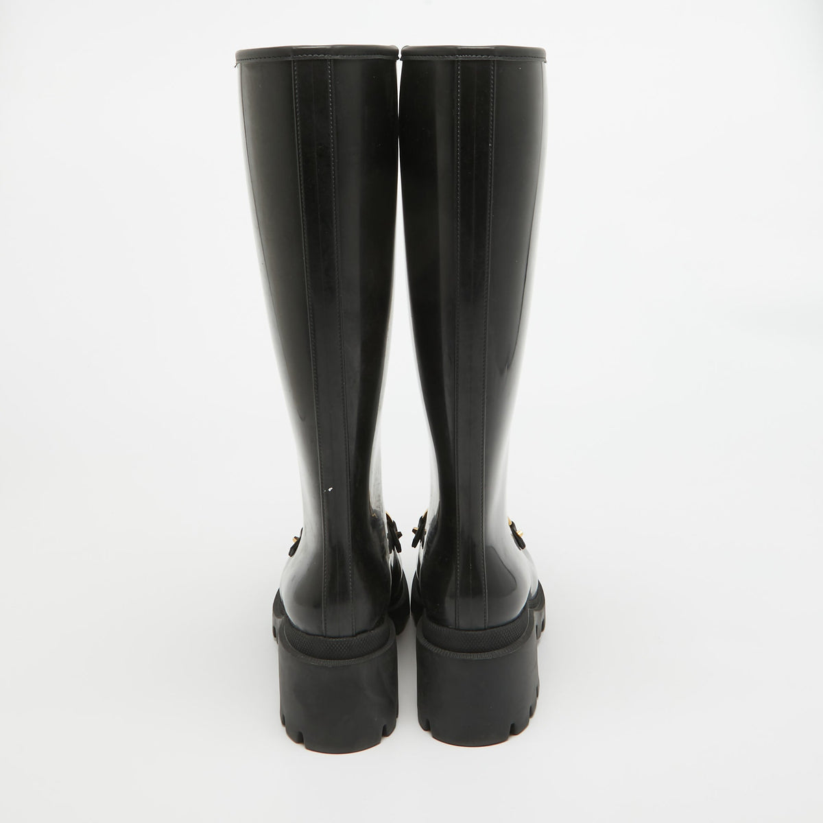 Gucci Black Rubber Horsebit Rain Boots Size 40