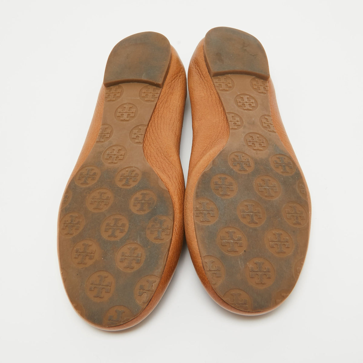 Tory Burch Brown Leather Minnie Scrunch Ballet Flats Size 38.5