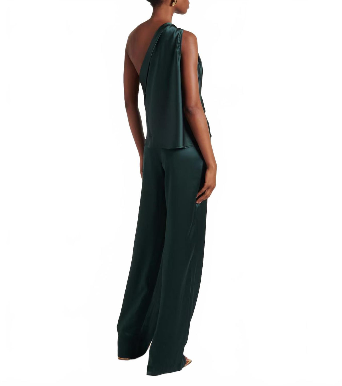 Draped Silk One-Shoulder Top In Thyme