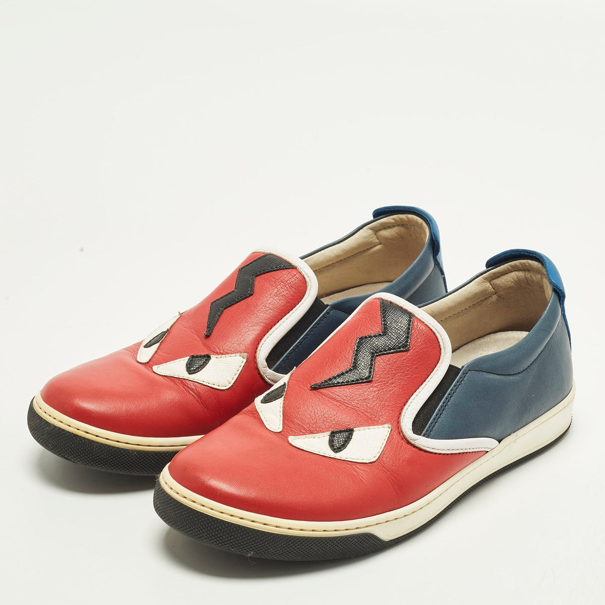 Fendi Monster Eyes Size 37 Multicolor Leather Slip On Sneakers