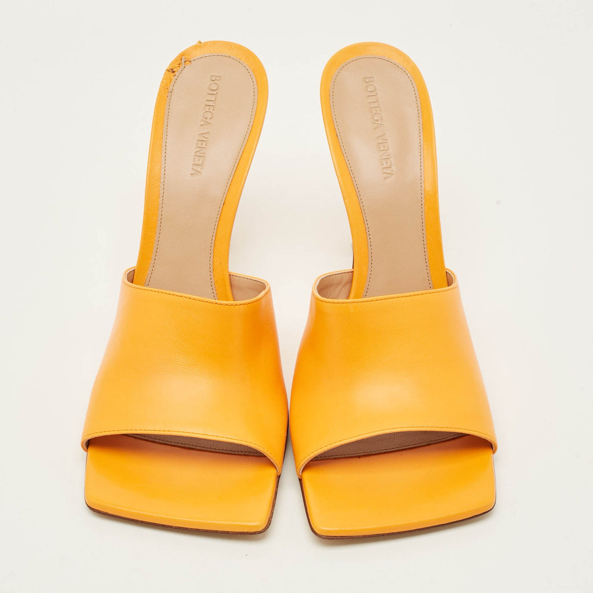 Bottega Veneta Stretch Size 41 Orange Leather Slide Sandals