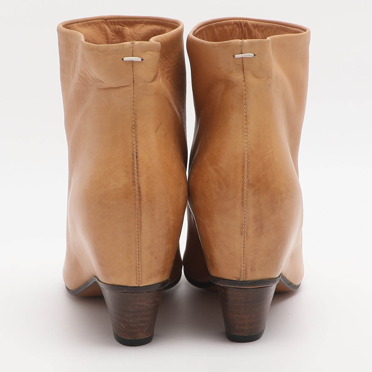 Maison Martin Margiela Size 36 Tan Leather Peep Toe Booties