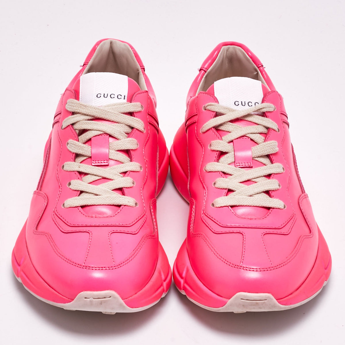 Gucci Rhyton Size 36 Neon Pink Leather Low Top Sneakers