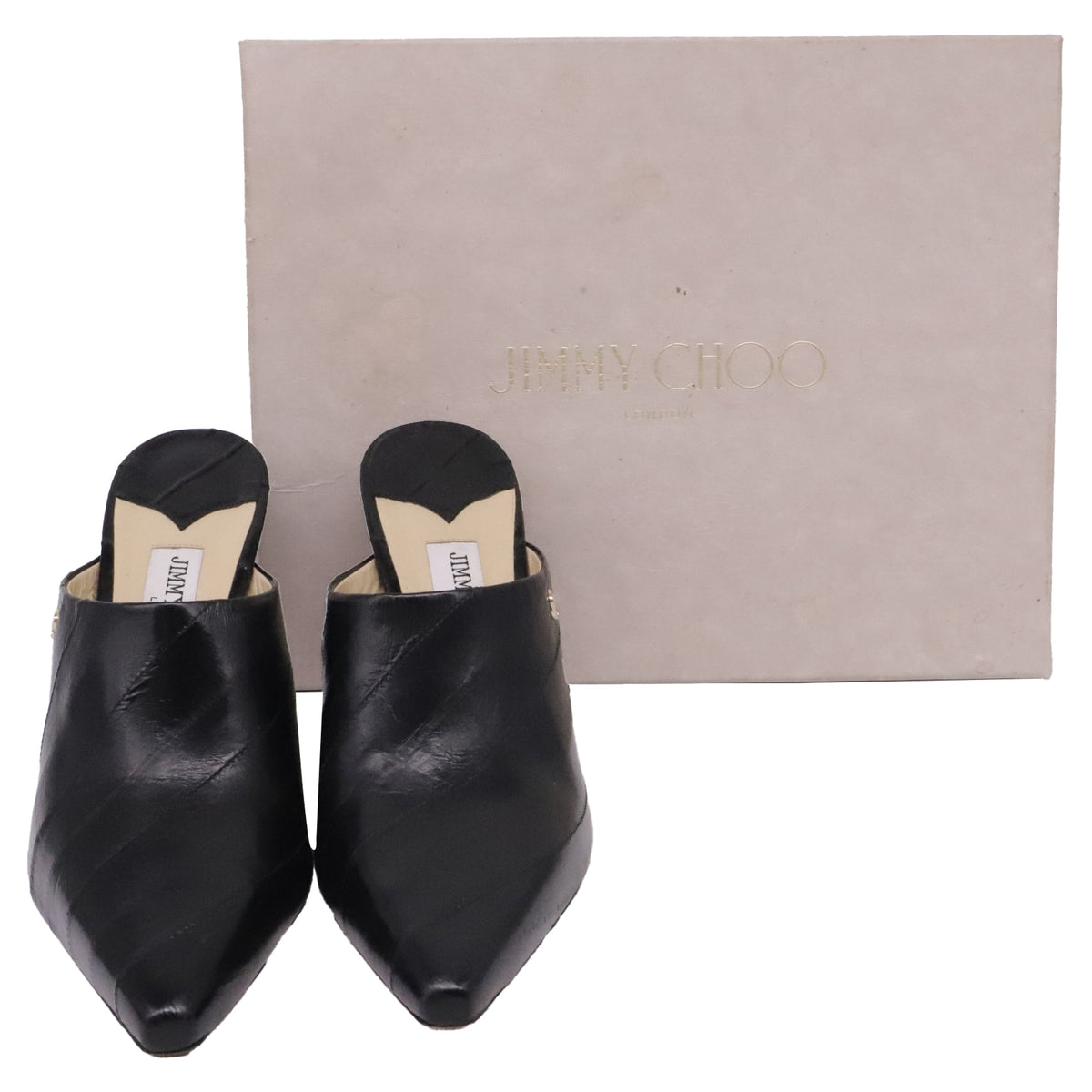 Jimmy Choo Rya 90 Heeled Mules in Black Leather