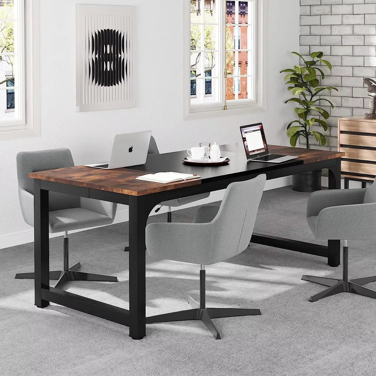 Contemporary Large Office Computer Desk - Versatile Workstation for Home and Study