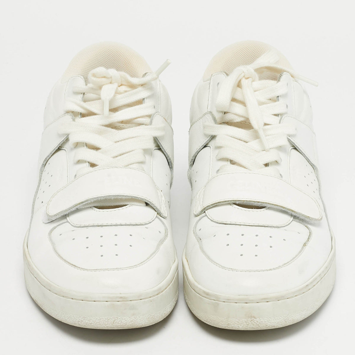 Celine White Leather CT-02 Lace Up Sneakers
