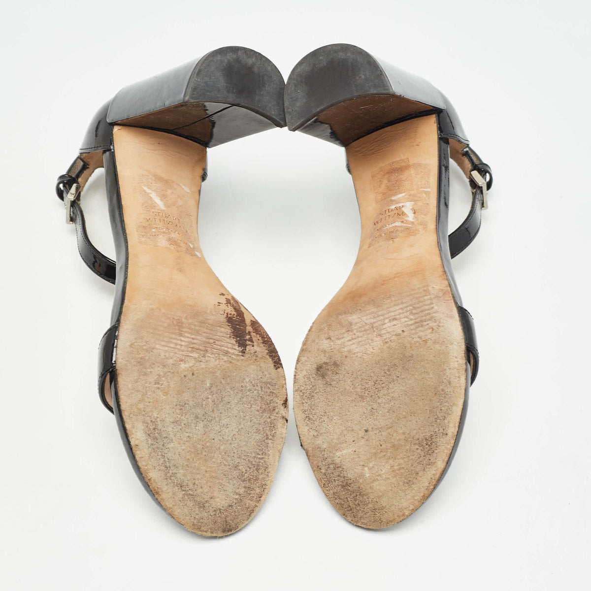 Stuart Weitzman Size 39.5 Black Patent Leather Ankle Strap Sandals
