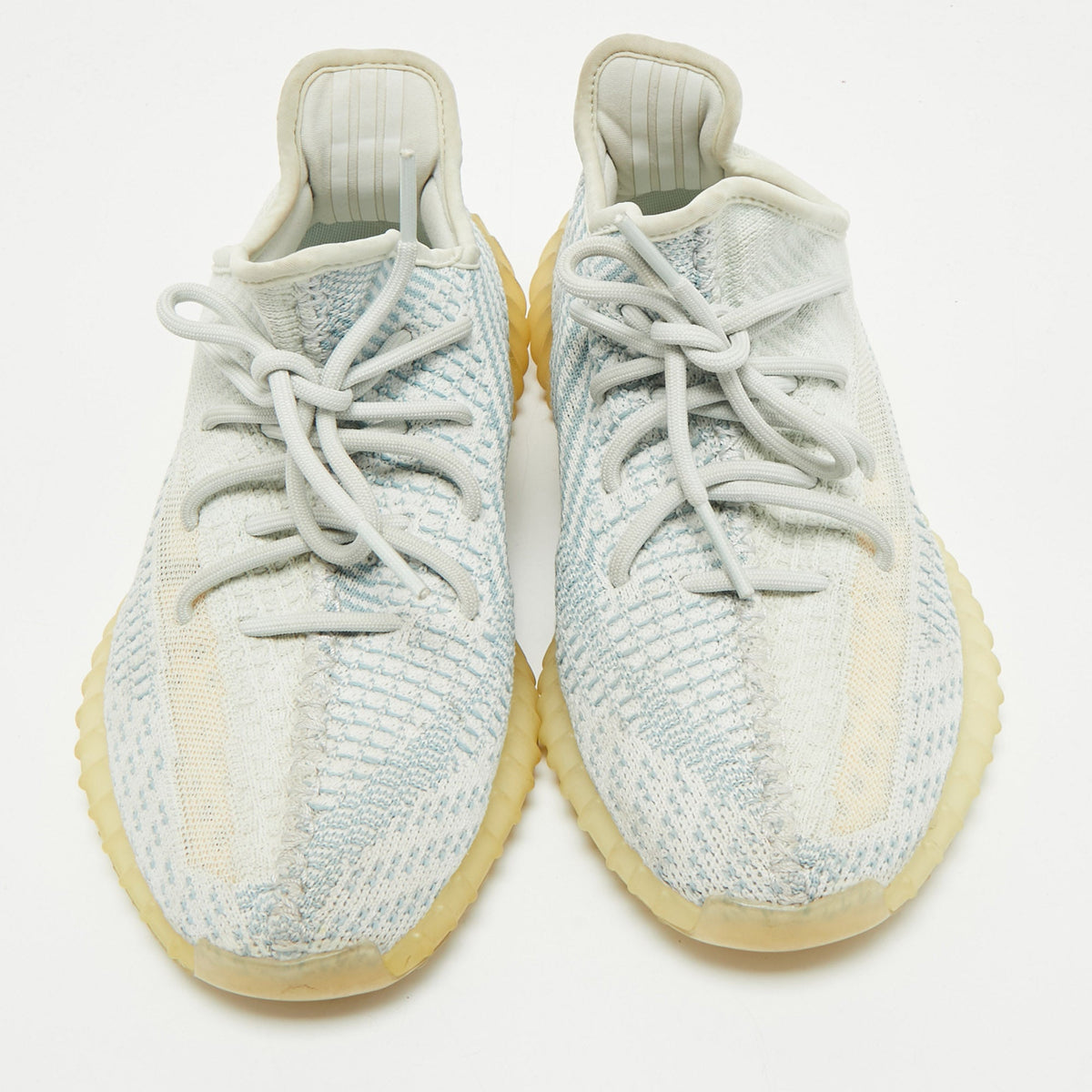 Yeezy x Adidas Blue/White Knit Fabric Boost 350 V2 Cloud White (Non-Reflective) Sneakers 40