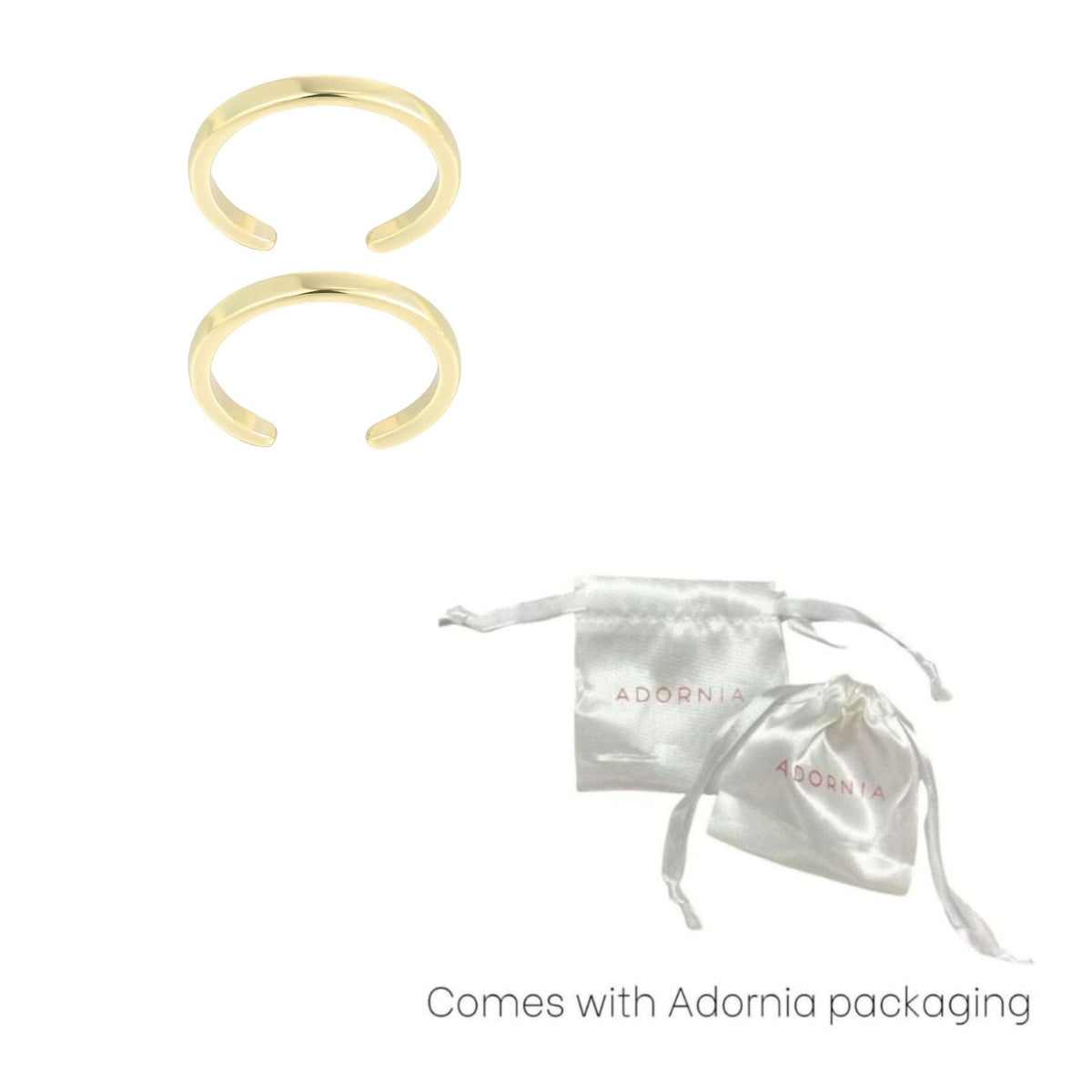 14k Gold Plated Set of 2 Adjustable Toe Ring Bands