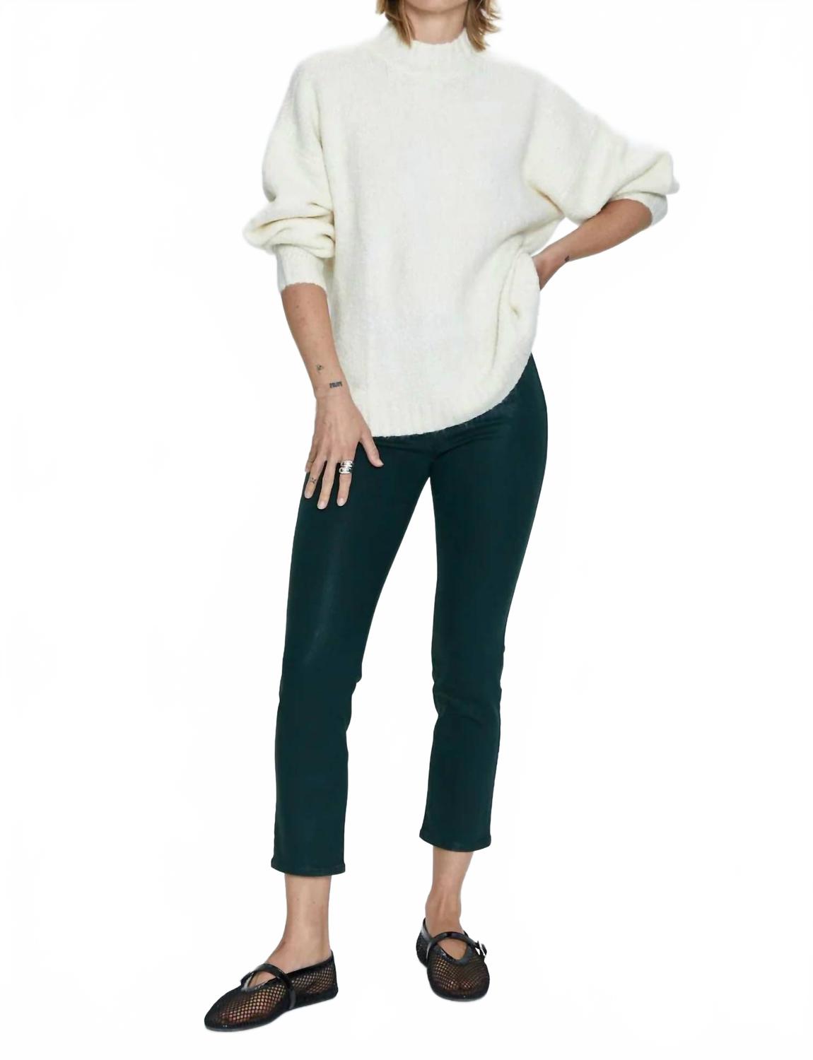 Monroe High Rise Cigarette Crop Jean In Coated Pine