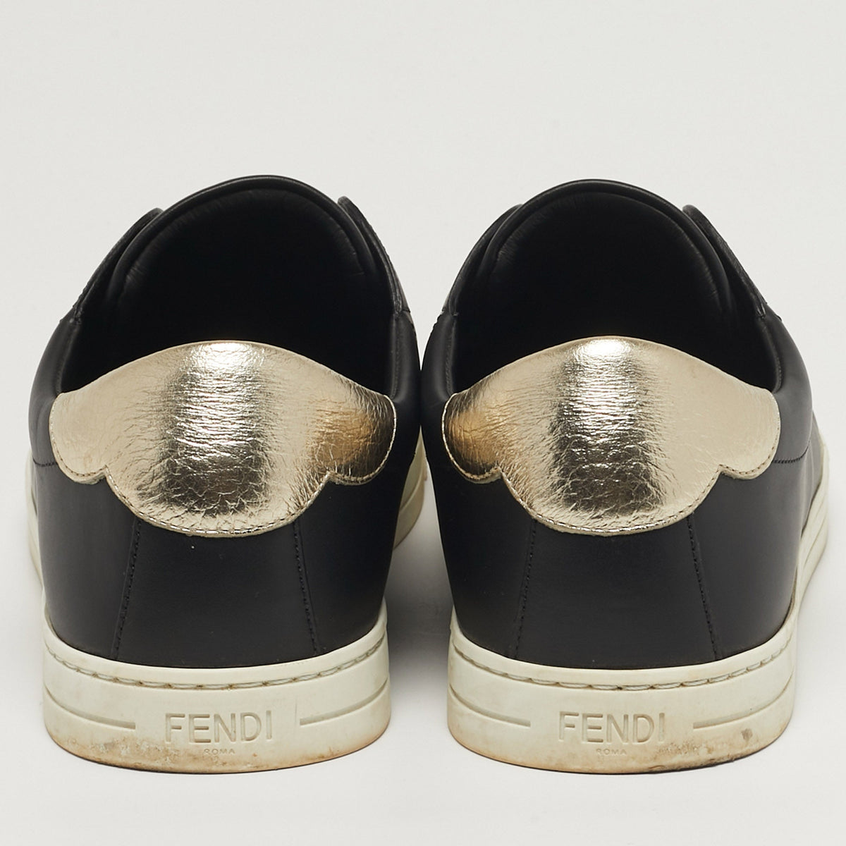 Fendi Rockoclick Size 41 Black Leather Slip On Sneakers