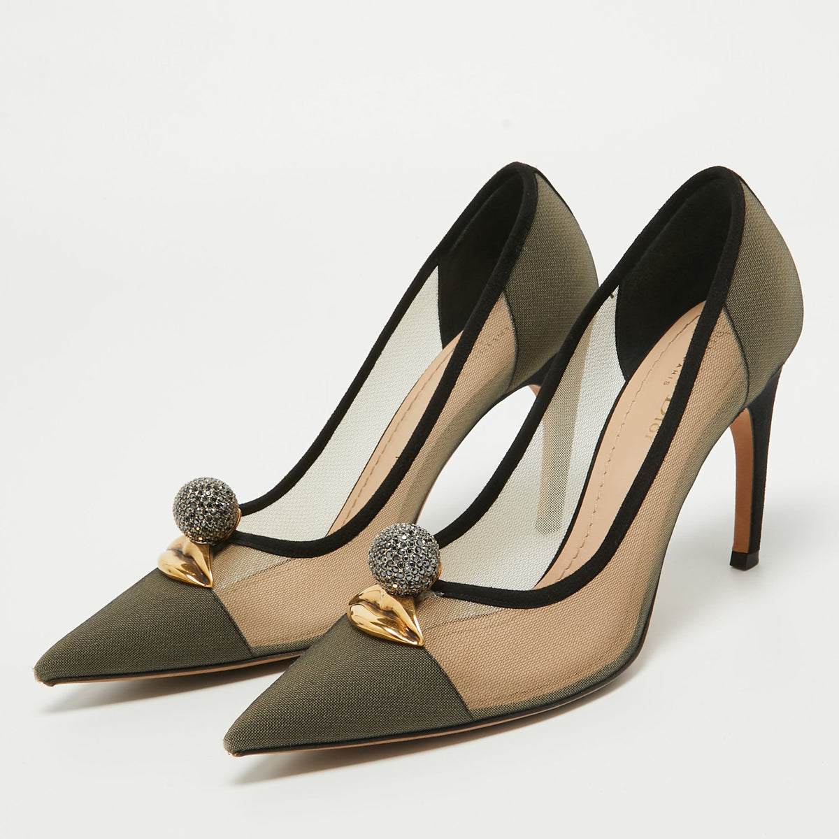 Dior Beige/Black Suede and Mesh Surreal Eye Pumps Size 40