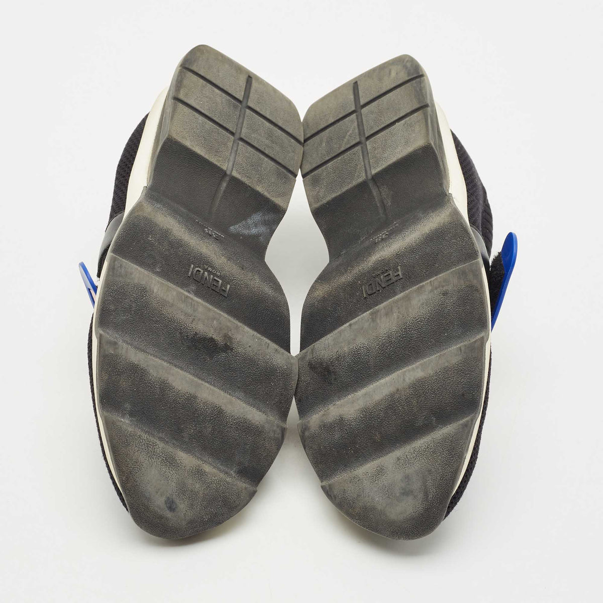 Fendi Black Knit Fabric Rockoko Low Top Sneakers Size 38