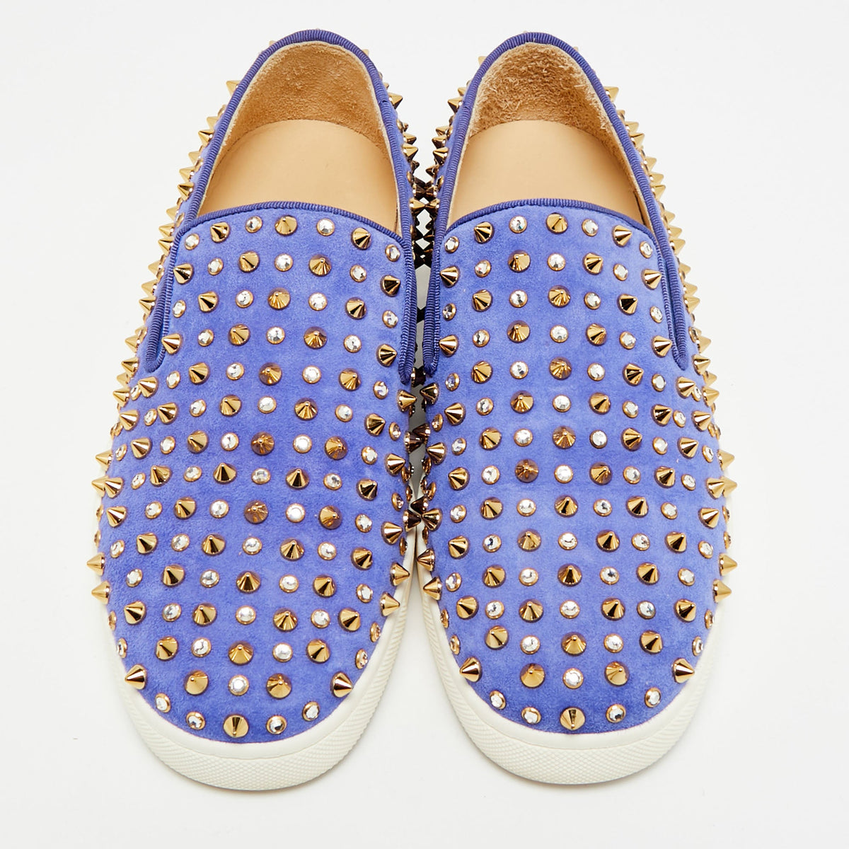 Christian Louboutin Roller Boat Size 36.5 Blue Suede Slip On Sneakers