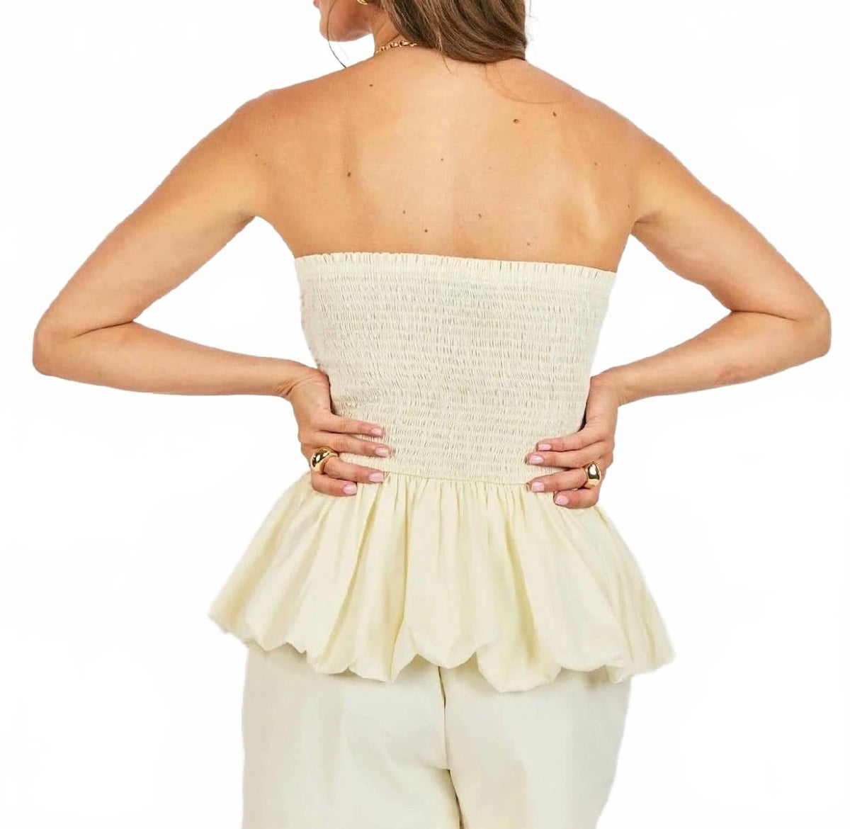 Strapless Bubble Top In Cream