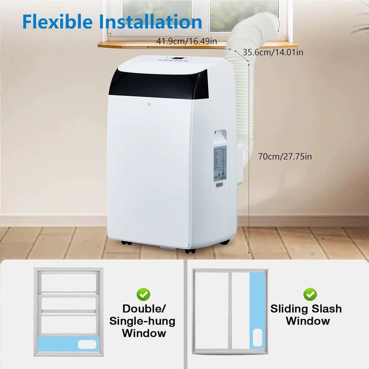 14000 BTU Portable Air Conditioner - 3-in-1 Free Standing Cooling Unit with Fan, Dehumidifier, Remote Control, and Sleep Mode
