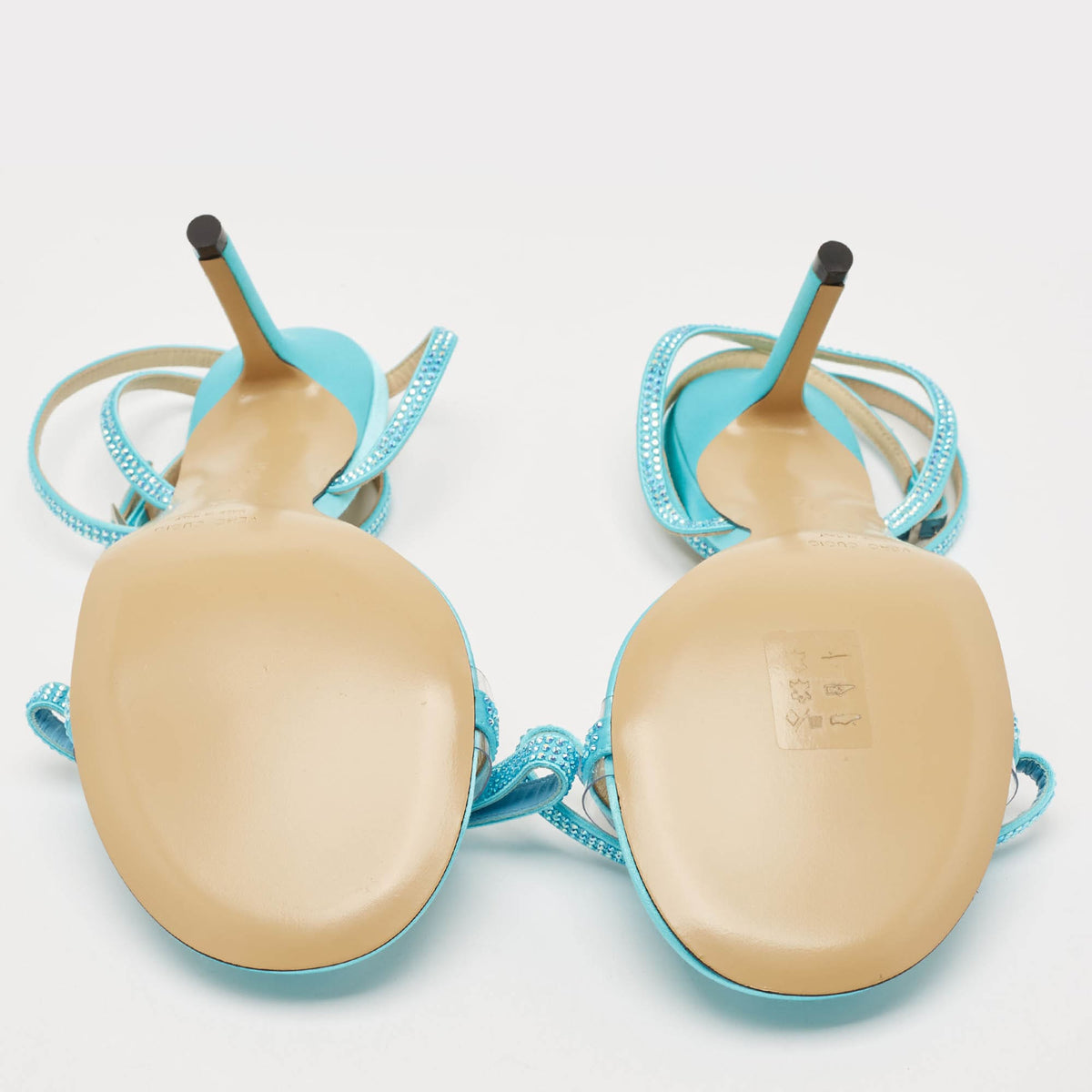 Mach & Mach French Bow Size 38 Blue PVC and Satin Ankle Strap Sandals