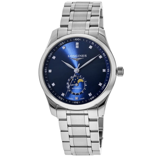 Longines Master Collection Moonphase Automatic Blue Diamond Dial Stainless Steel Men's Watch L2.909.4.97.6