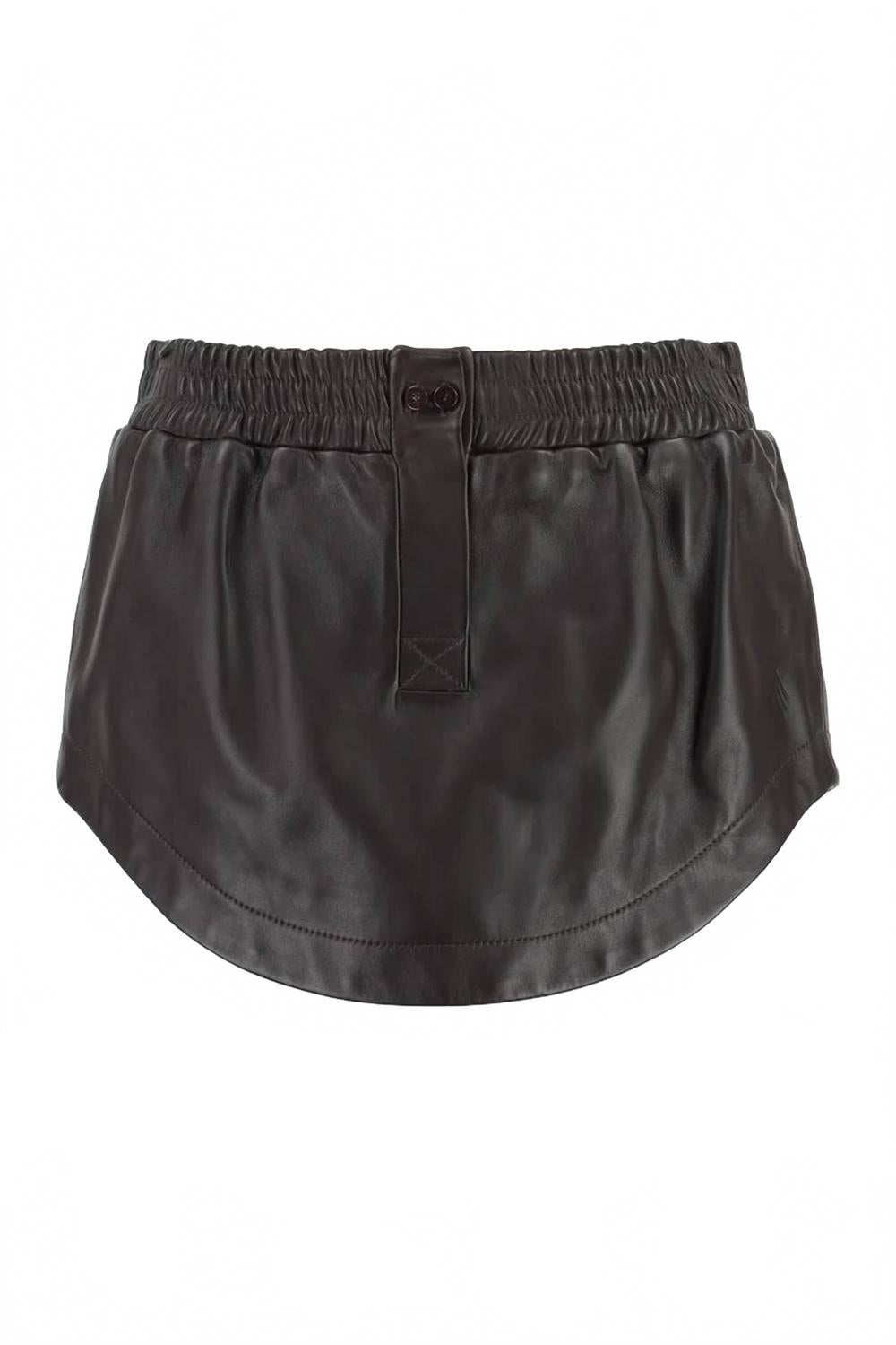 Rooney Leather Mini Skirt In Dark Brown