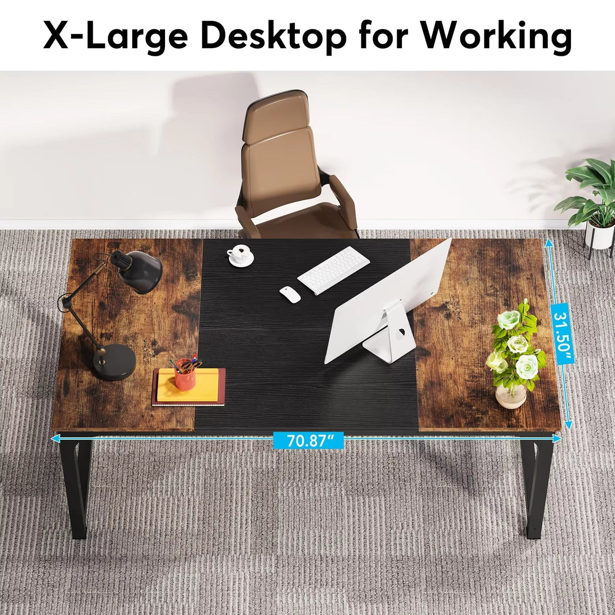 Contemporary Large Office Computer Desk - Versatile Workstation for Home and Study