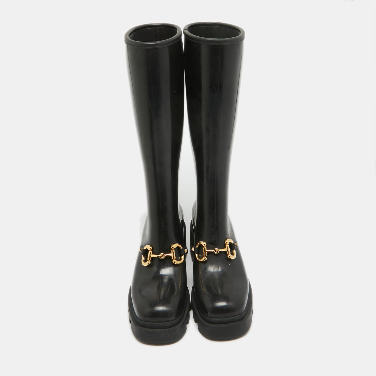 Gucci Black Rubber Horsebit Rain Boots Size 40