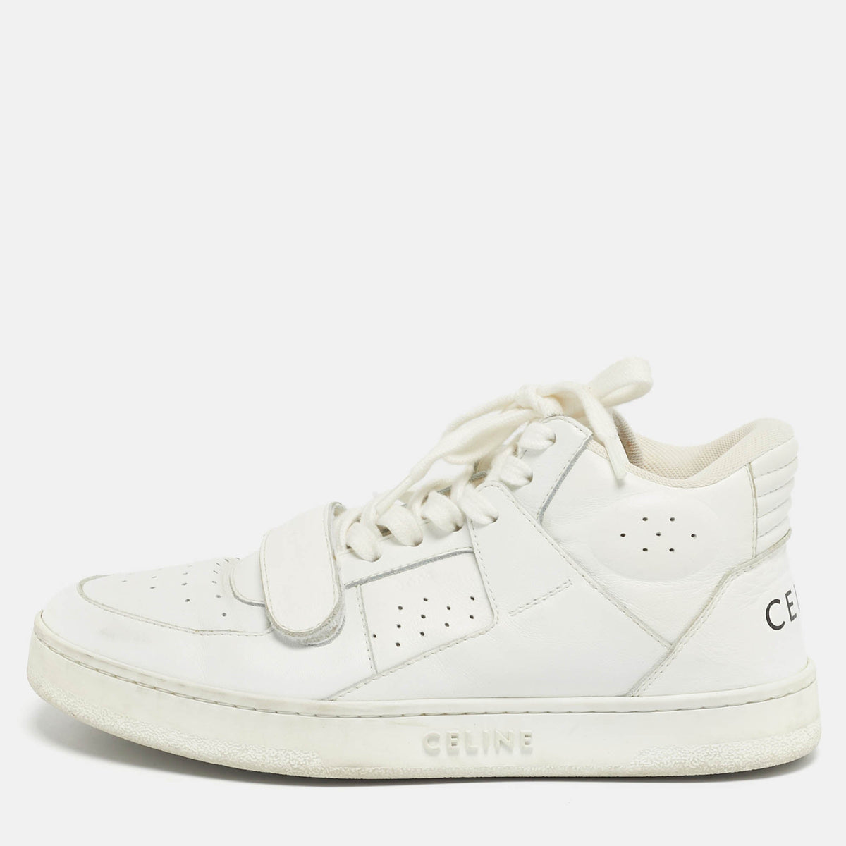 Celine White Leather CT-02 Lace Up Sneakers