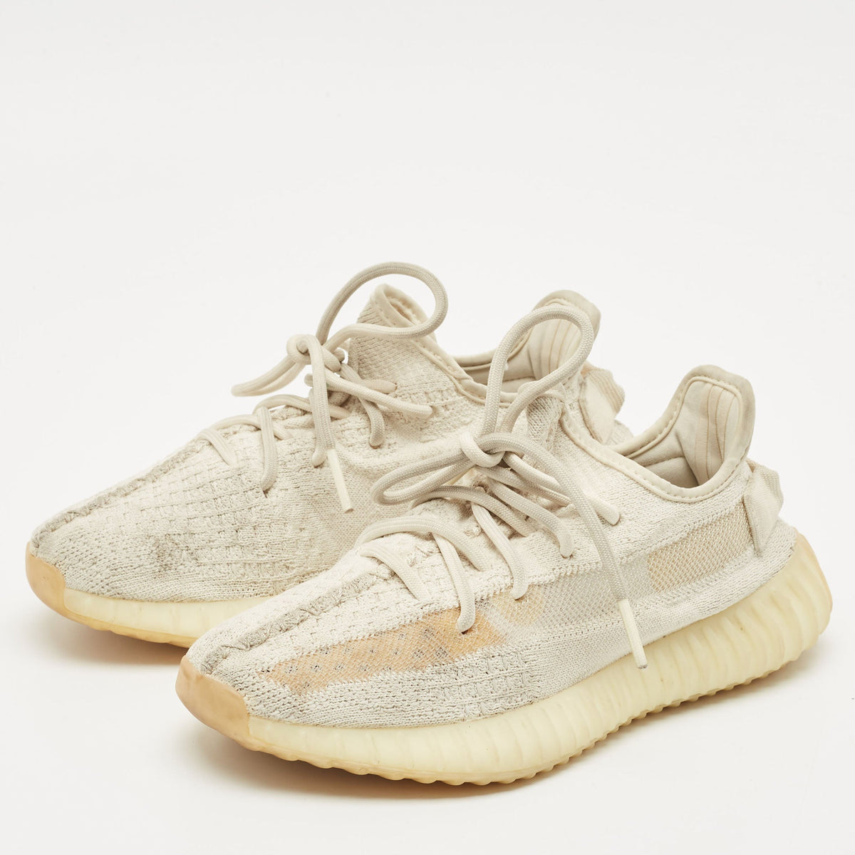 Yeezy x Adidas Cream Knit Fabric Boost 350 V2 Synth Non Reflective Sneakers Size 38