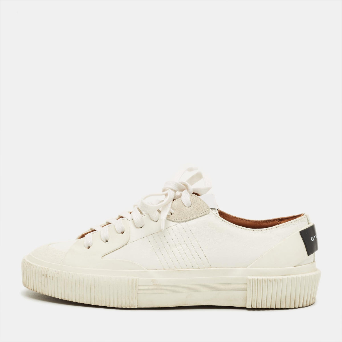 Givenchy  White/Black Leather and Rubber Low Top Sneakers Size 35.5