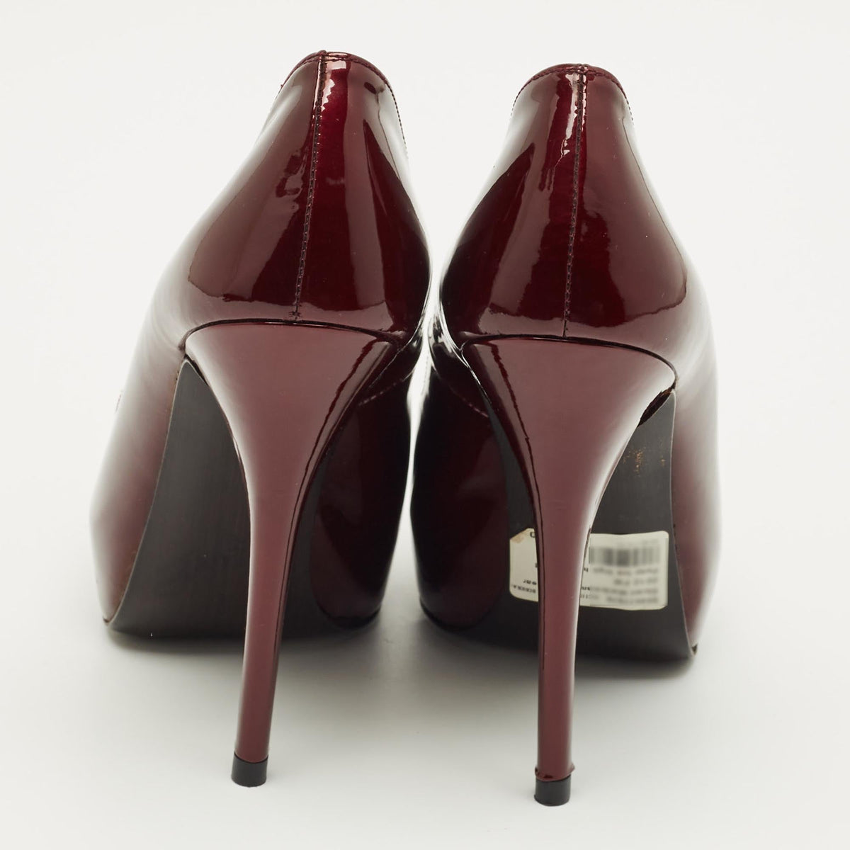 Stuart Weitzman Size 35.5 Burgundy Patent Leather Peep Toe Platform Pumps