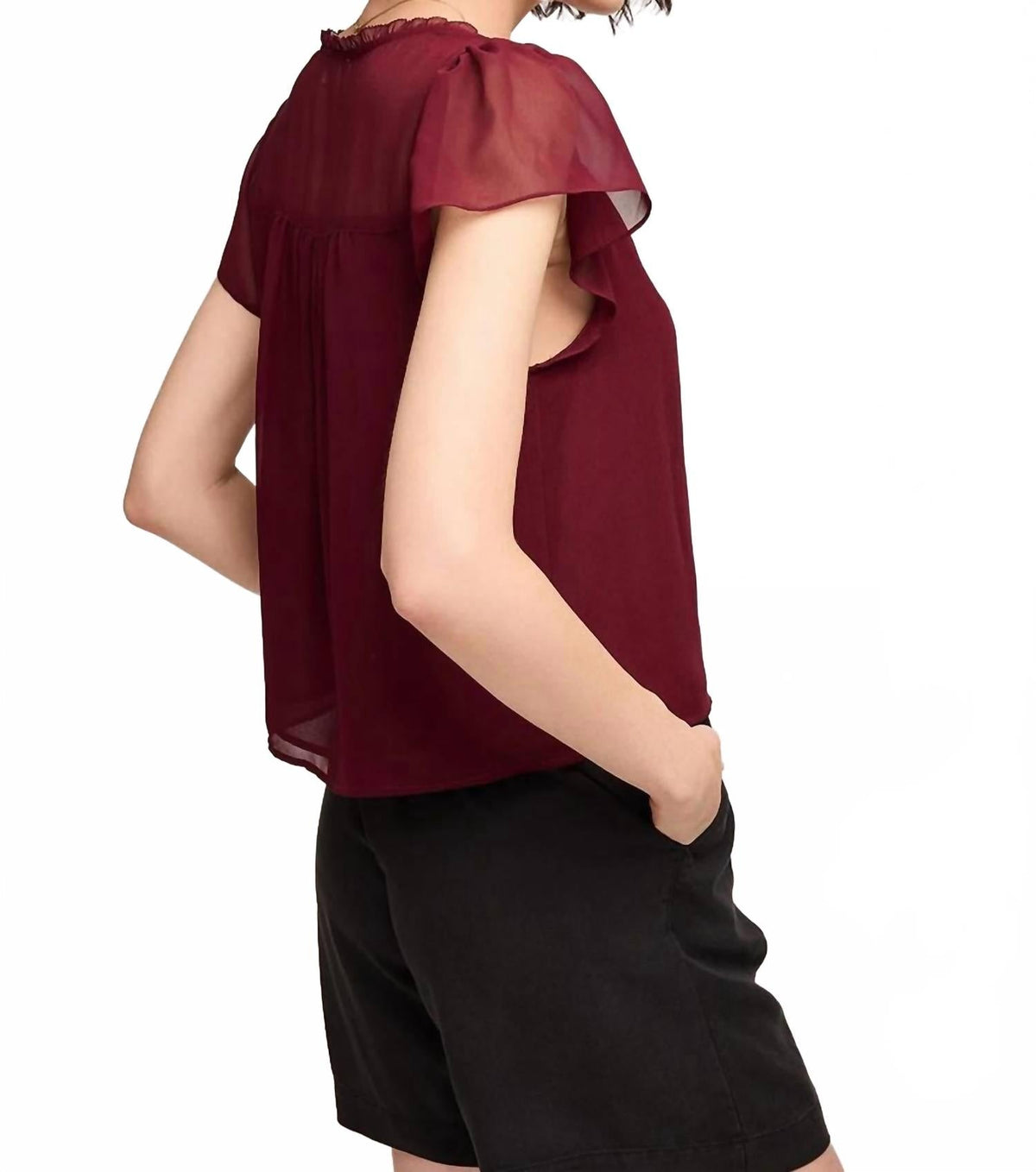 Carlotta V Neck Blouse In Mahogany