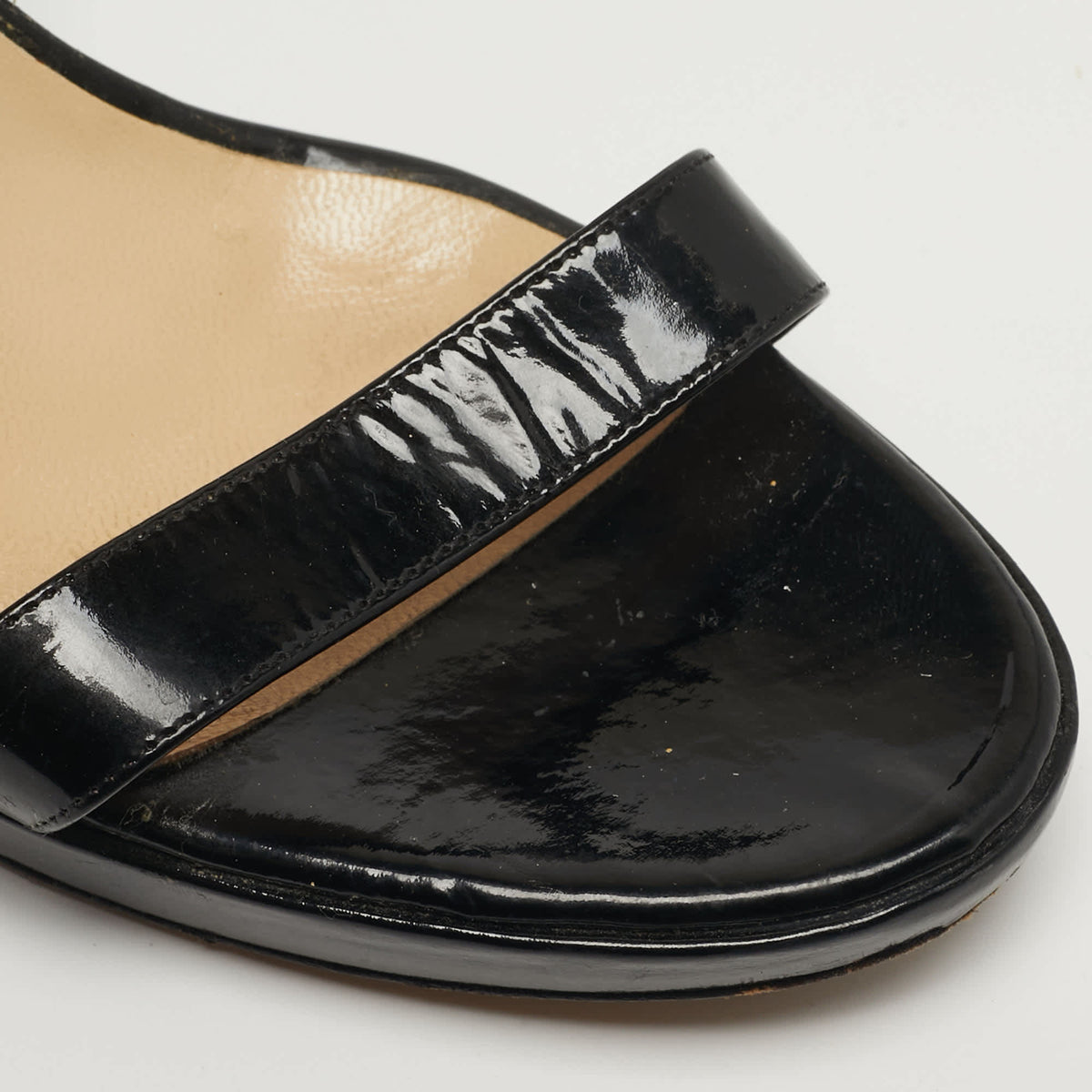 Jimmy Choo Alana Size 39 Black Patent Leather Cork Wedge Sandals