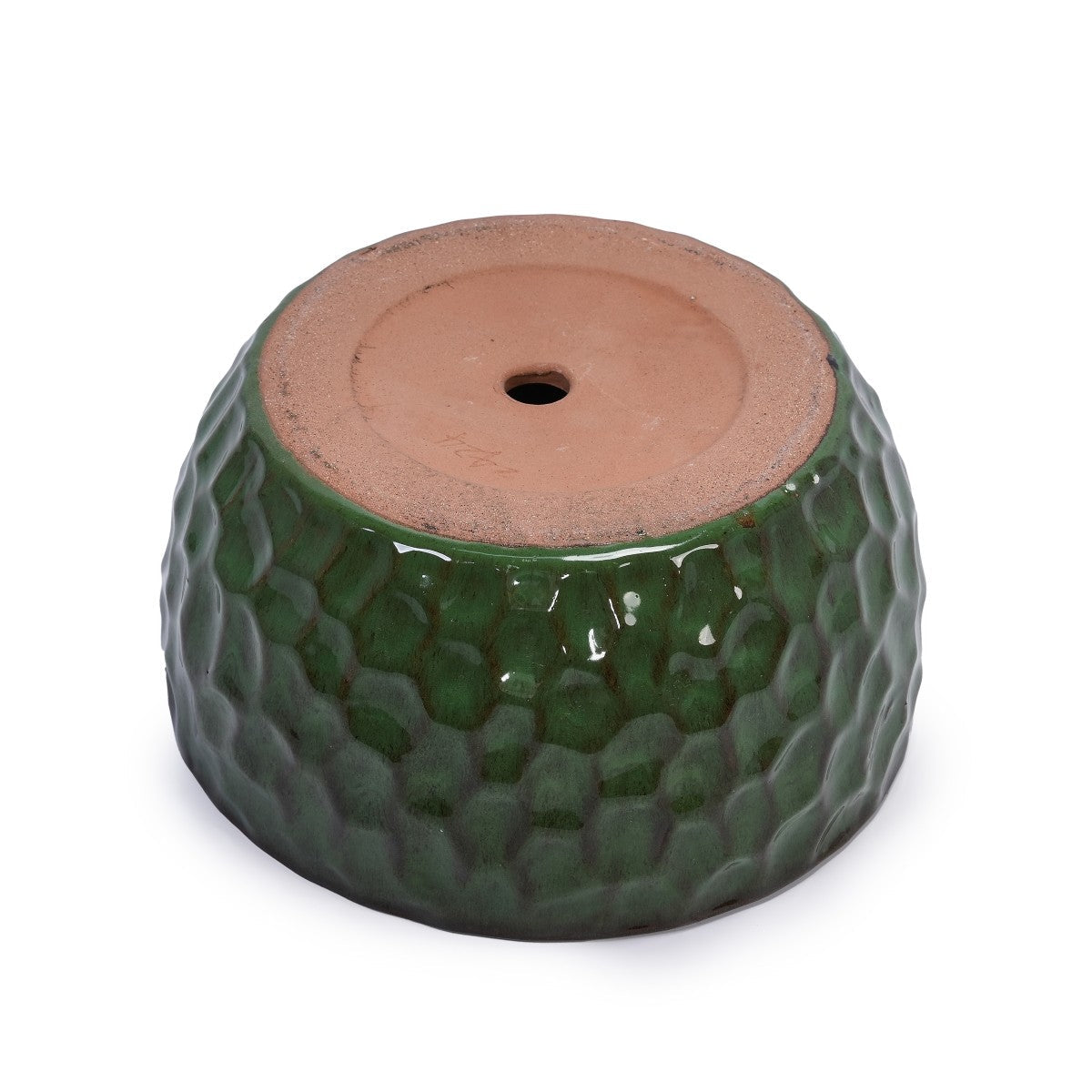 Set of 3 Handmade Cobalt-Blue Hammered Ceramic Planters with Breathable Clay