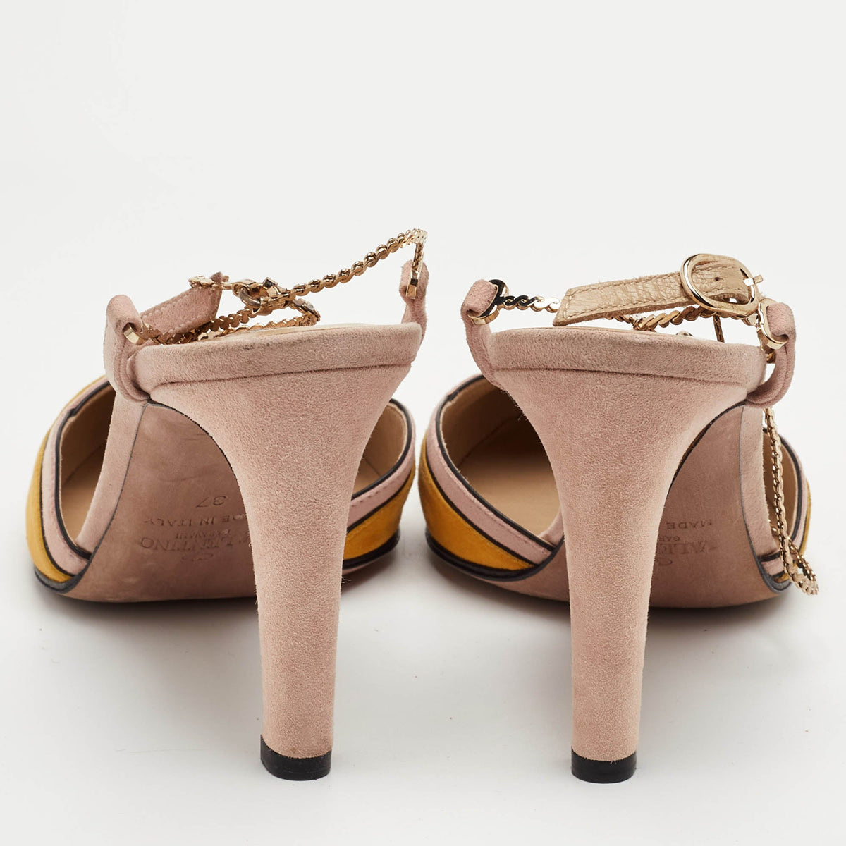 Valentino Colorblock Size 37 Mustrad/Pink Suede Pumps
