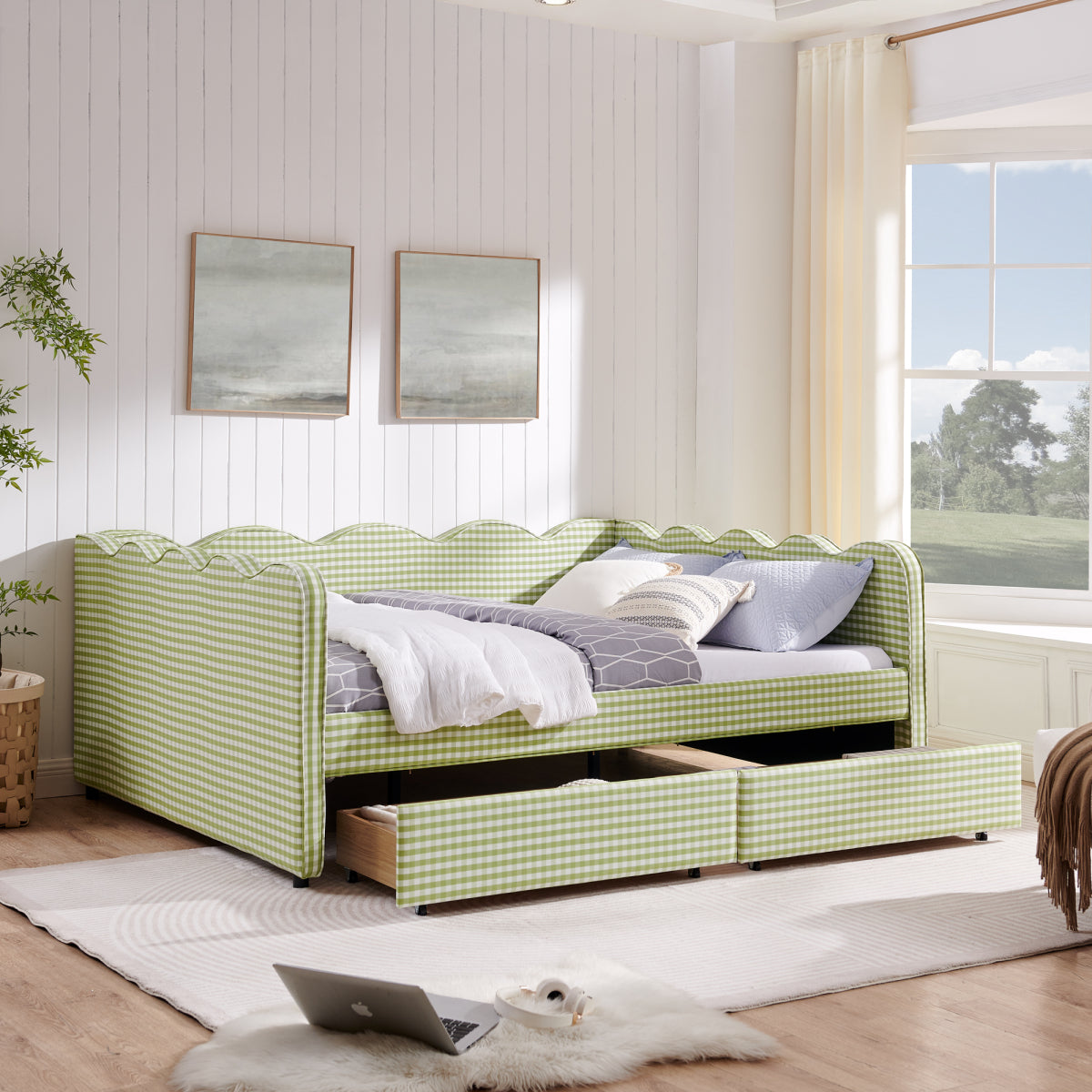 Streamdale Queen Size Daybed with 2 Storage Drawers and USB Port