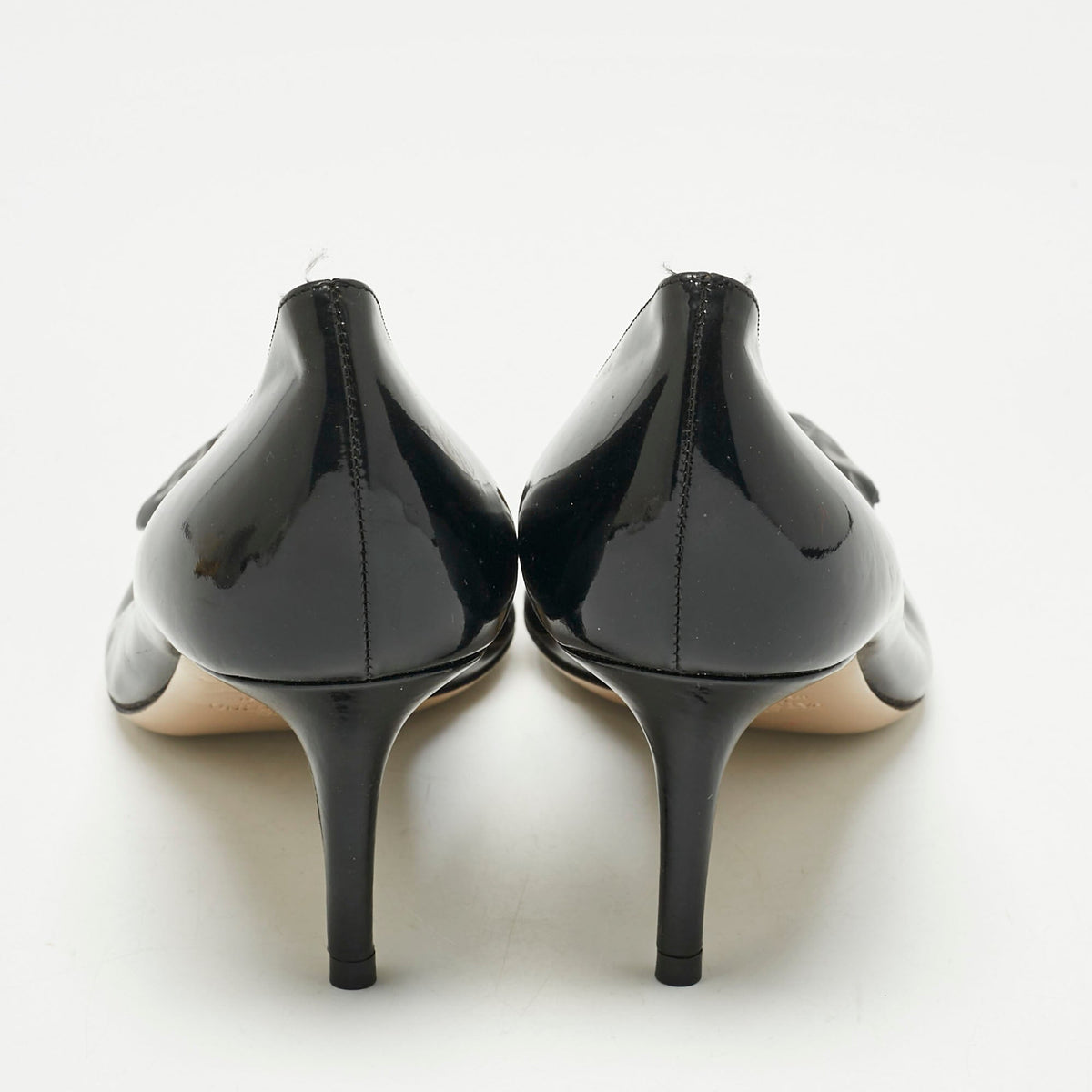 Valentino Black Patent Leather Flower Bow Pointed Toe Pumps Size 39.5