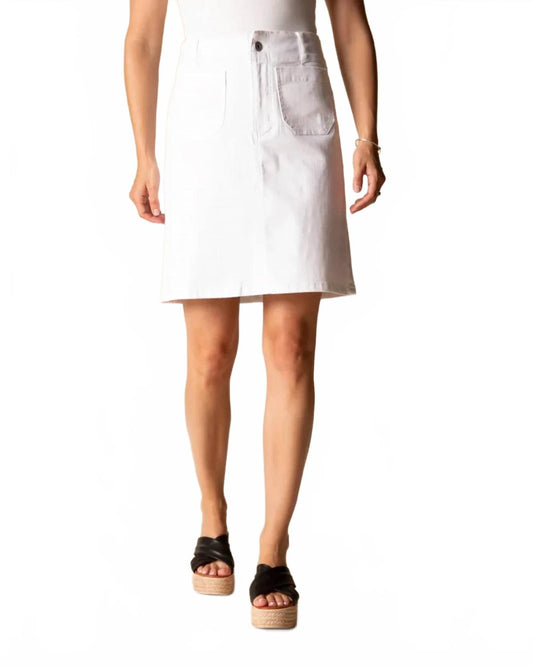 Stretch Denim Mini Skirt In White
