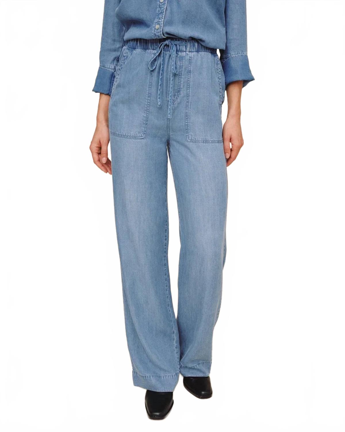 Pocket Wide Leg Pants In Shadow Blue Wash