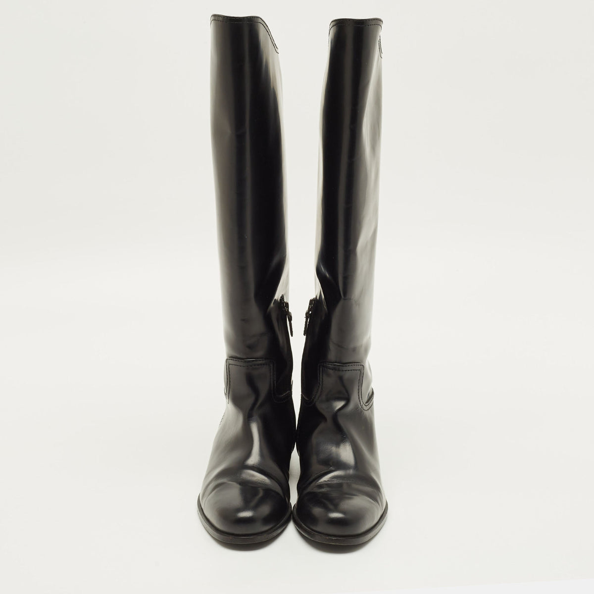 Bottega Veneta Veneta Size 35 Black Leather Riding Boots