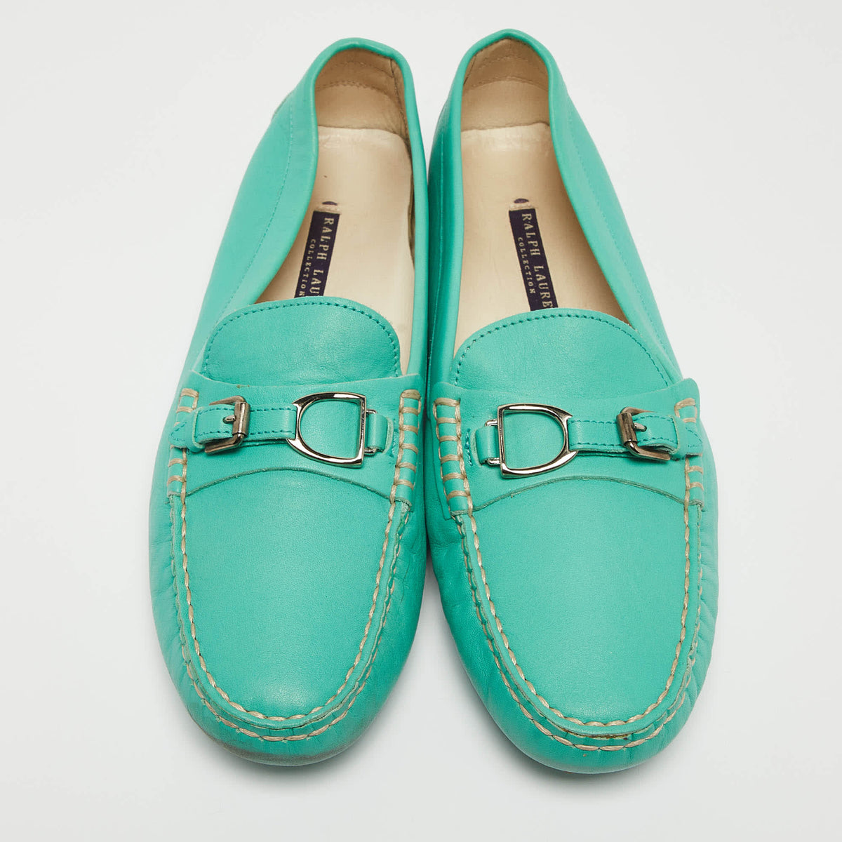 Ralph Lauren Collection Blue Leather Buckle Loafers Size 40